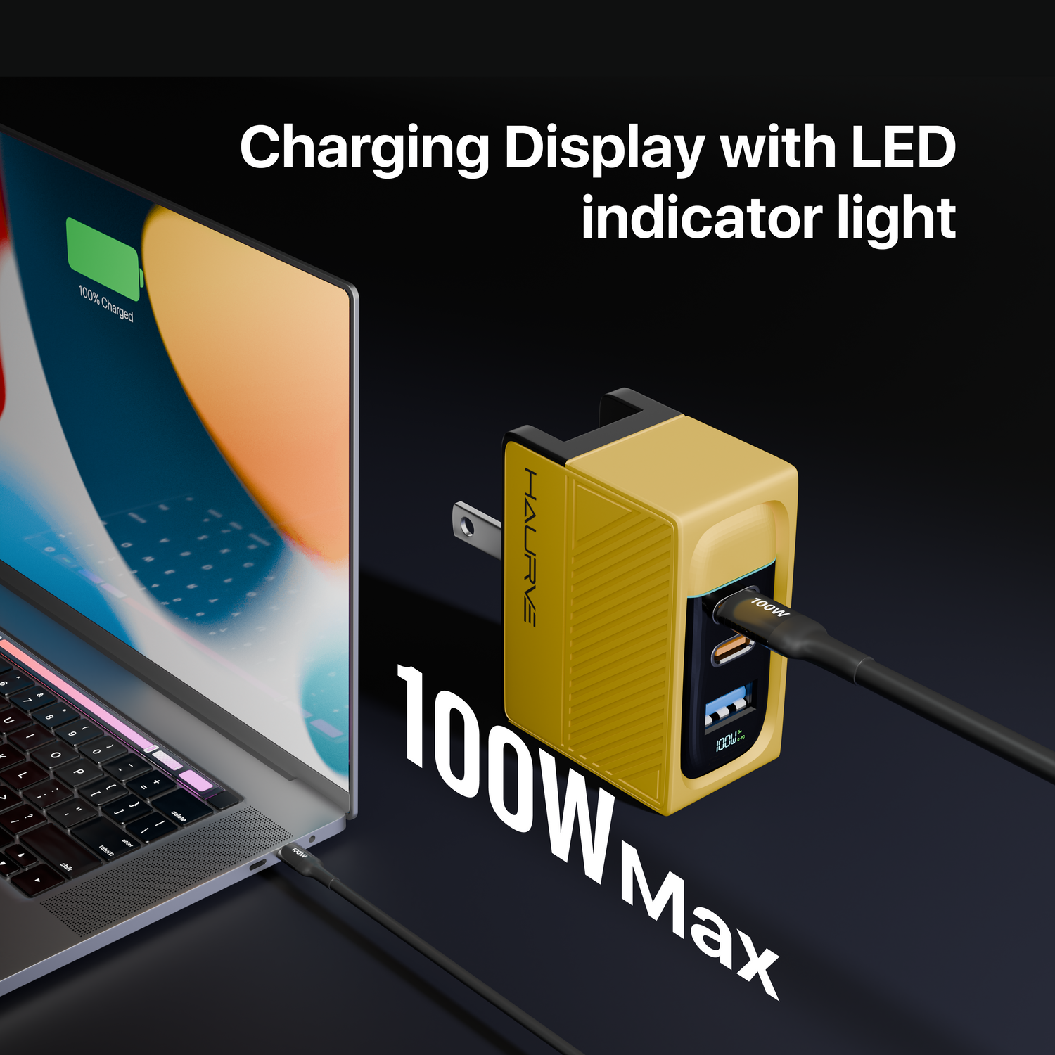 3 in 1 Multiport Wall Charger, 100W USB C Wall Charger, USB Fast Wall Charger Block, USB Charger Mul - HE1003US