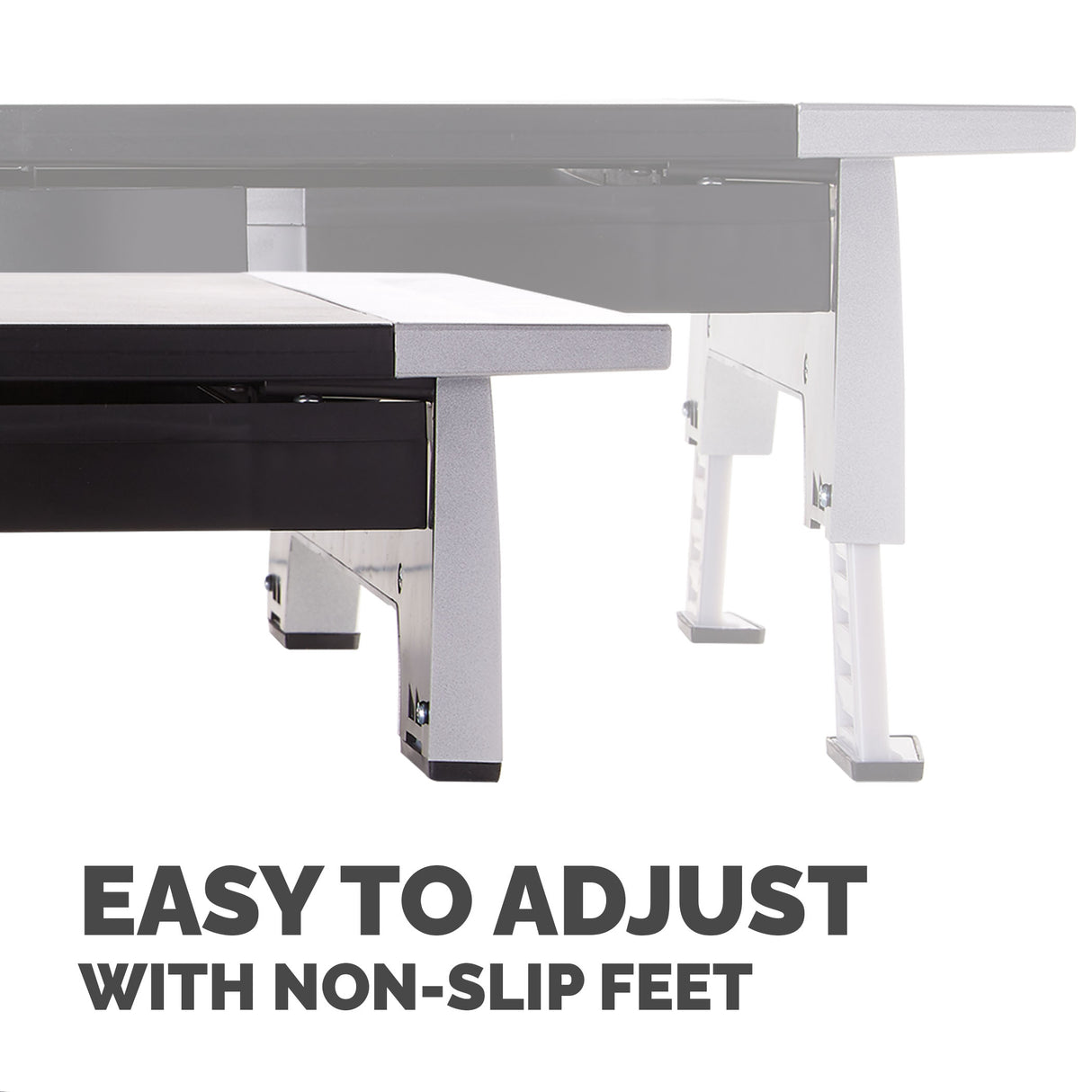Fellowes Computer Monitor Stand with 5 Height Adjustments - Office Suites Monitor Riser with Storage Tray - Ergonomic Adjustable Monitor Stand for Computers - Max Weight 36KG/Max Size 28" - Graphite - 8031101