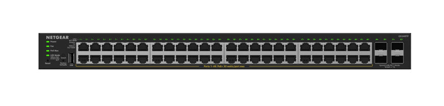 NETGEAR S350v2 Managed L2/L3 Gigabit Ethernet (10/100/1000) Power over Ethernet (PoE) 1U Black - GS348TP-200NAS