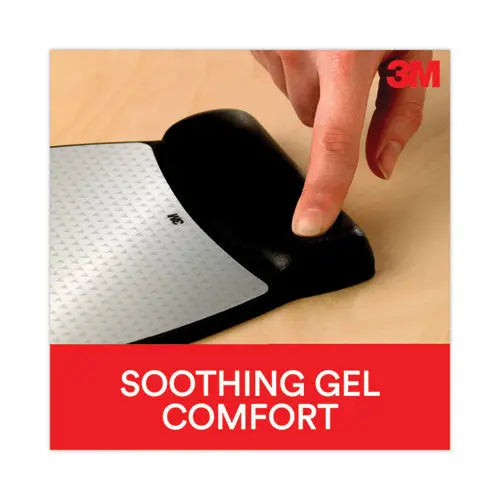 3M 3M Antimicrobial Gel Compact Mouse Pad with Wrist Rest, 8.6 x 6.75, Black - MW309LE