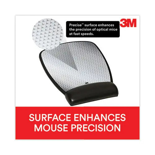 3M 3M Antimicrobial Gel Compact Mouse Pad with Wrist Rest, 8.6 x 6.75, Black - MW309LE