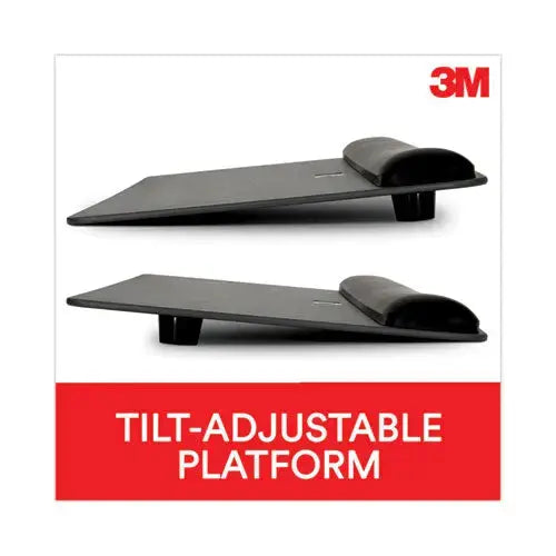 3M 3M Antimicrobial Gel Mouse Pad/Keyboard Wrist Rest Platform, 25.5 x 10.6, Black/Silver - WR422LE