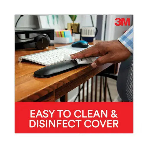 3M 3M Antimicrobial Gel Mouse Pad/Keyboard Wrist Rest Platform, 25.5 x 10.6, Black/Silver - WR422LE