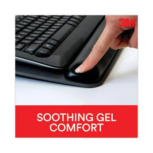 3M 3M Antimicrobial Gel Mouse Pad/Keyboard Wrist Rest Platform, 25.5 x 10.6, Black/Silver - WR422LE