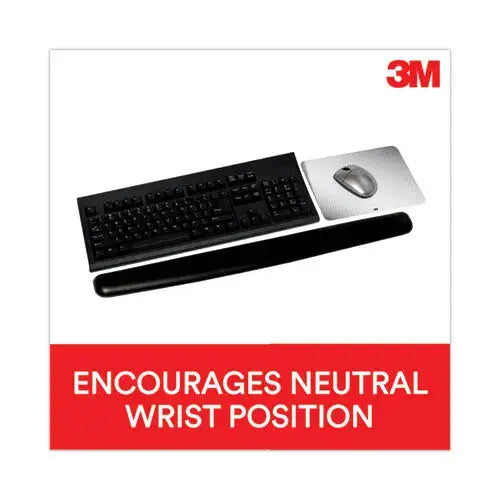 3M 3M Antimicrobial Gel Thin Keyboard Wrist Rest, Extended Length, 25 x 2.5, Black - WR340LE