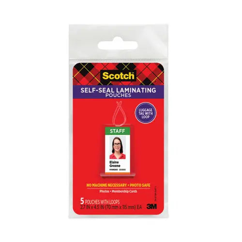 3M 3M Self-Sealing Laminating Pouches, 12.5 mil, 2.81" x 4.5", Gloss Clear, 5/Pack - LS853-5G