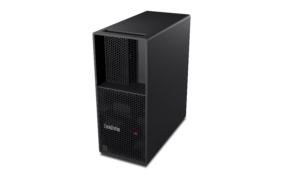 Black computer tower on a white background