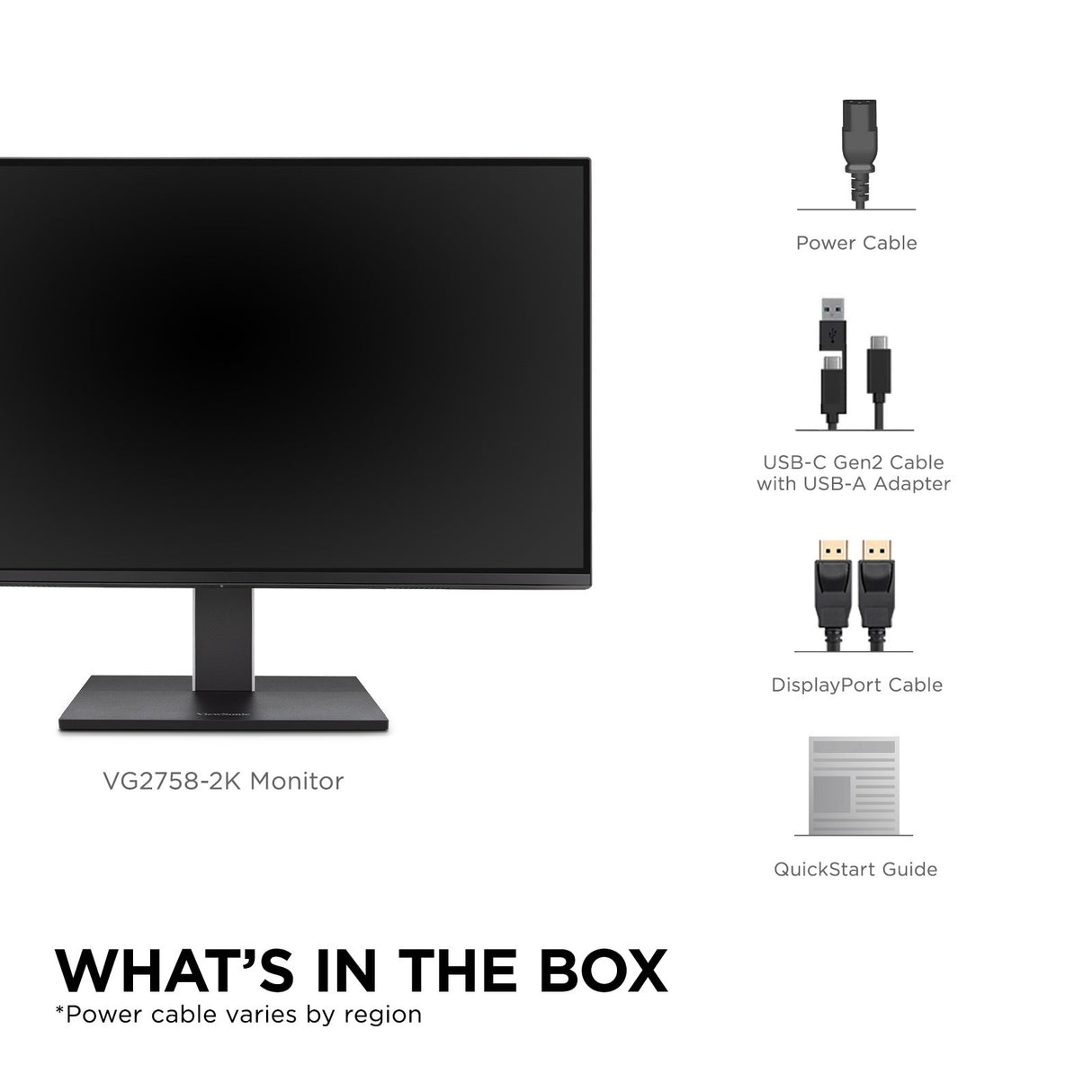 Viewsonic VG Series VG2758-2K computer monitor 68.6 cm (27") 2560 x 1440 pixels Quad HD LED Black - VG2758-2K