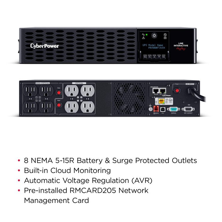 CyberPower Smart App Sinewave uninterruptible power supply (UPS) Line-Interactive 1.5 kVA 1500 W 8 AC outlet(s) - PR1500RT2UCN