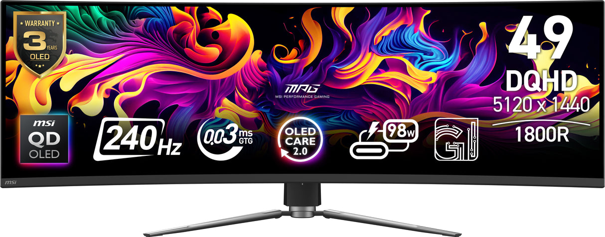 MSI MPG 491CQPX QD-OLED computer monitor 124.5 cm (49") 5120 x 1440 pixels Dual QHD Black - MPG491CQPXQDOLED