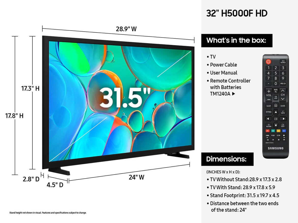 Samsung UN32H5000FFXZA TV 81.3 cm (32") HD Smart TV Wi-Fi Black - UN32H5000FFXZA SAMSUNG