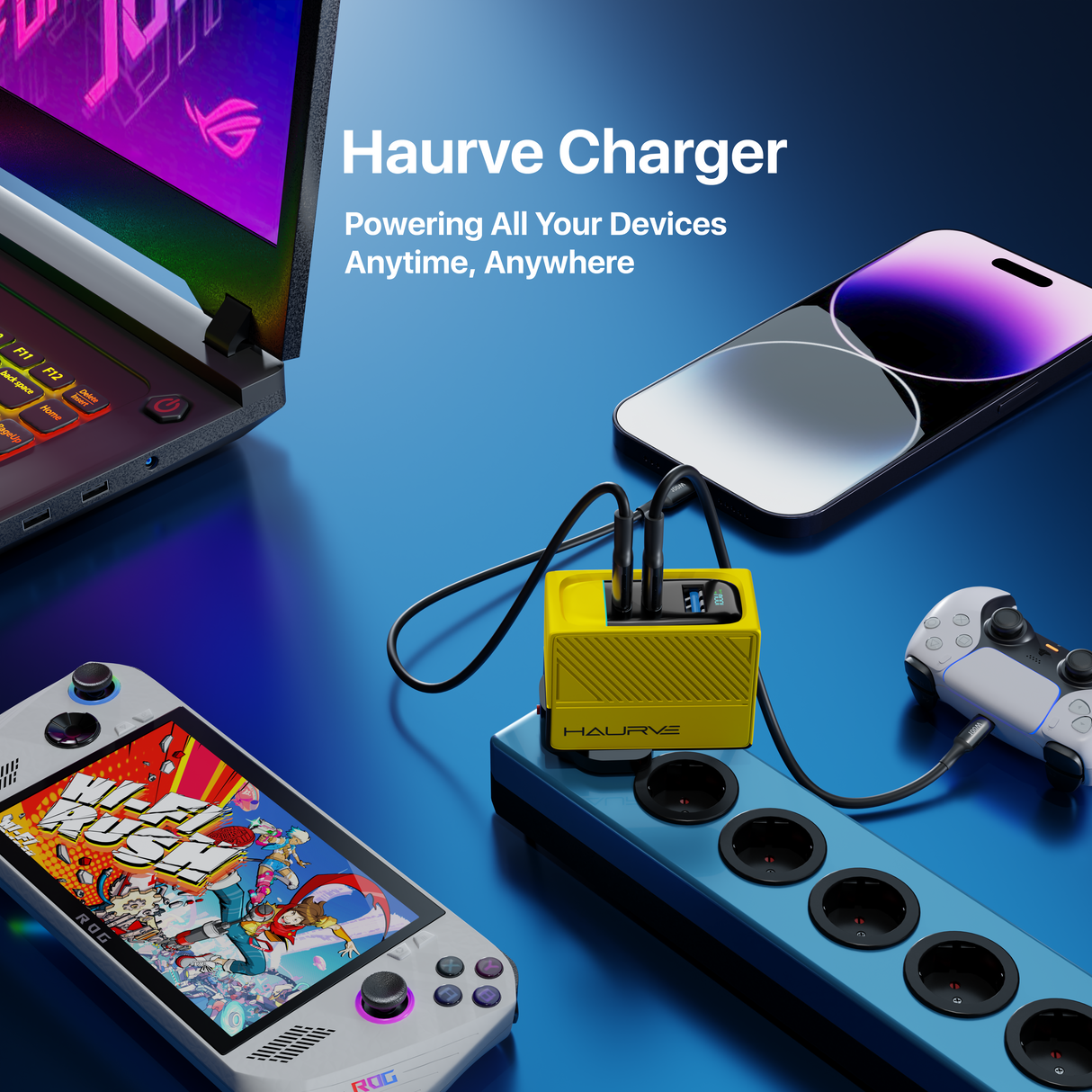 3 in 1 Multiport Wall Charger, 100W USB C Wall Charger, USB Fast Wall Charger Block, USB Charger Mul - HE1003US