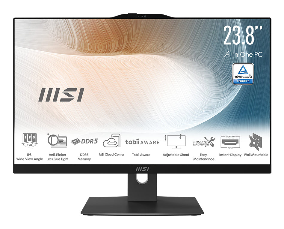 MSI Modern 1M-1096US Intel® Core™ i5 120U 60.5 cm (23.8") 1920 x 1080 pixels Touchscreen All-in-One PC 16 GB DDR5-SDRAM 1 TB SSD Windows 11 Home Wi-Fi 6E (802.11ax) Black - MAM242TP1M1096 MSI