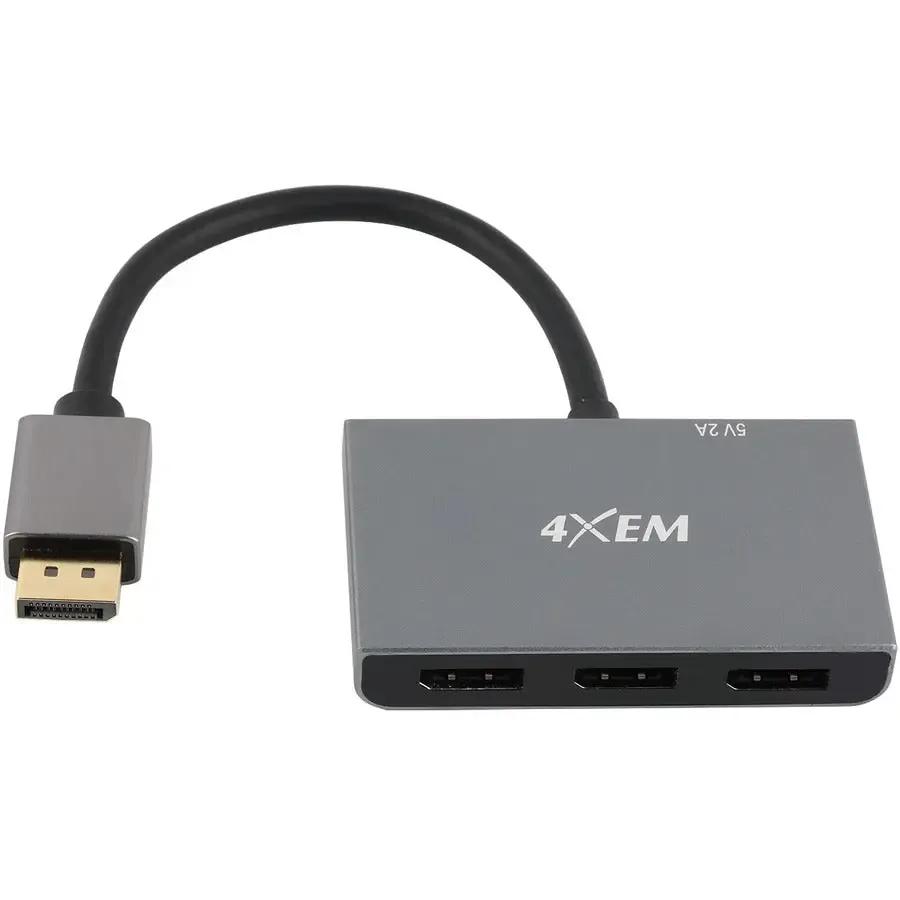4XEM 4XEM 3-Port DisplayPort to DisplayPort Multi-Monitor Hub - 2.48 ft DisplayPort/Micro-USB A/V Cable for Monitor, PlayStation, Home Theater System, Display Screen, Audio/Video Device - First End: 1 x Di - 4XMST02