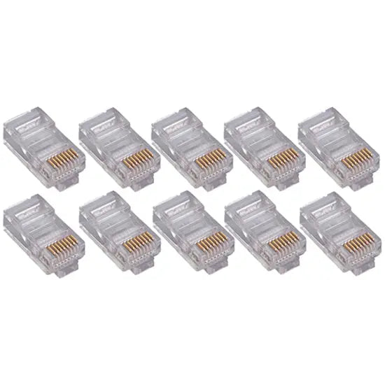 4XEM 4XEM 50 Pack Cat5E RJ45 Modular Ethernet Plugs for Stranded or Solid CAT5E Cable - 50 Pack Modular RJ45 Ethernet ends for Cat5E stranded or solid CAT5E cable - 1 x RJ-45 Male - Gold-plated Contacts - 4X50PKC5E