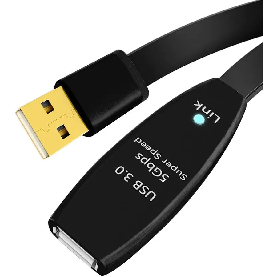 4XEM 4XEM 5M USB 2.0 Flat Extension Cable - 16.40 ft USB Data Transfer Cable for Peripheral Device - First End: 1 x USB 3.0 Type A - Male - Second End: 1 x Powered USB 3.0 Type A - Female - 5 Gbit/s - Exte... - 4X3204A15M
