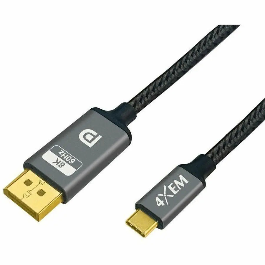 4XEM 4XEM 8K/4K 1M USB-C to DisplayPort Cable with Power Delivery - 3.28 ft DisplayPort/USB-C A/V Cable for Audio/Video Device, Display Screen, Chromebook, Mobile Phone, Gaming Console, Notebook, Home Thea - 4XTPC026B1M
