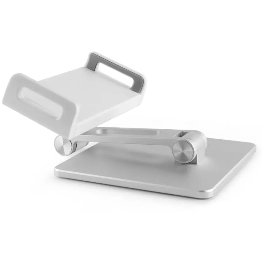 4XEM 4XEM Desktop Metal Holder for Tablet with Tablet/Phone Clip - 7.3" x 5.2" x - Aluminum Alloy, Silicone, Metal, ABS Plastic - Silver, White
