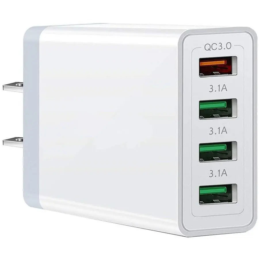 4XEM 4XEM UC04 4-Port Charger Adapter - 1 Pack - 18 W - 120 V AC, 230 V AC Input - 5 V DC/3.10 A, 9 V DC, 12 V DC Output - White - 4XPOWER4USB