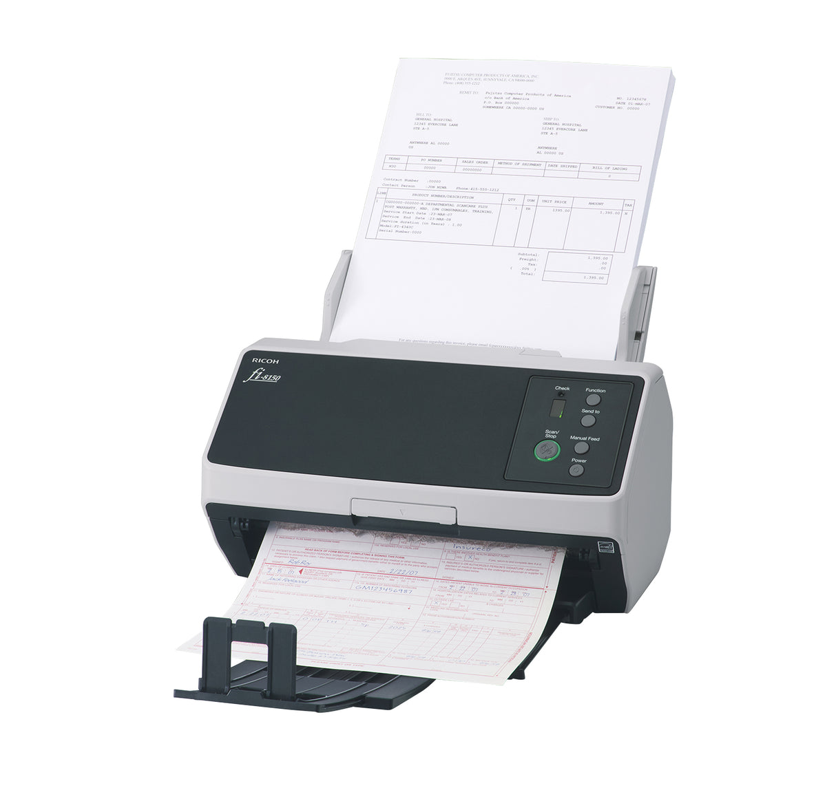 Ricoh FI-8150 ADF + Manual feed scanner 600 x 600 DPI A4 Black, Grey - PA03810-B105