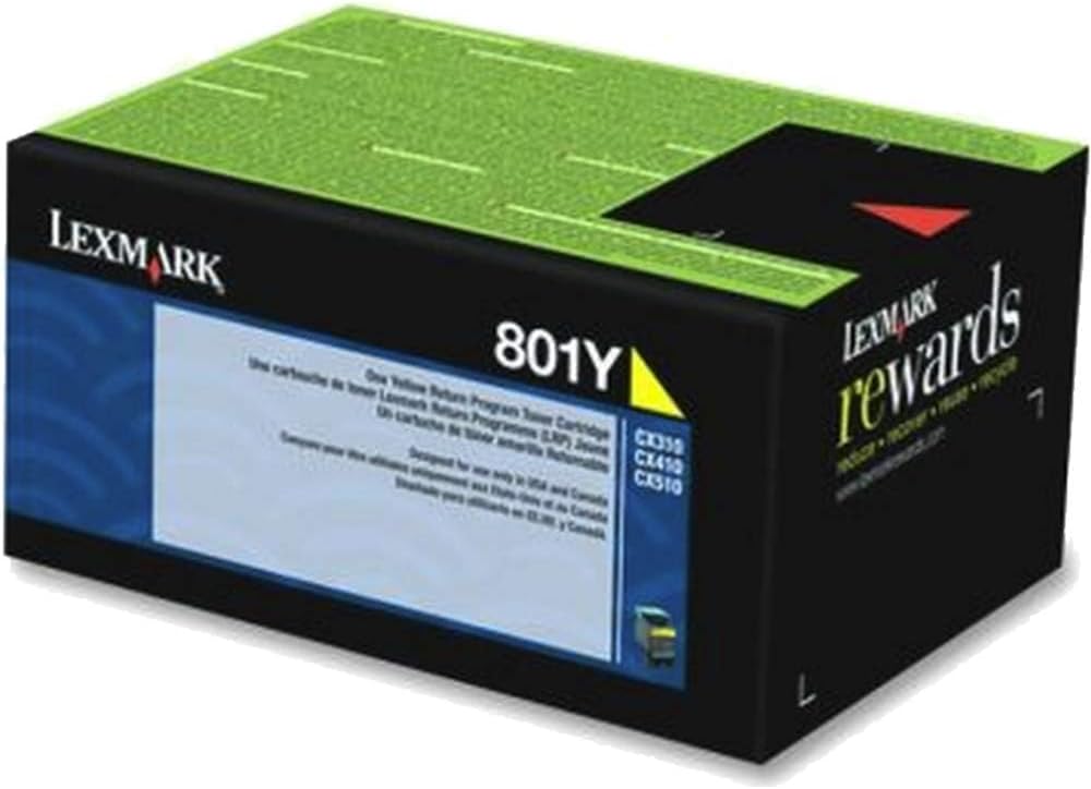 Lexmark Yellow Toner Cartridge Return Program Yield 1,000 Pages - 80C00YG LEXMARK
