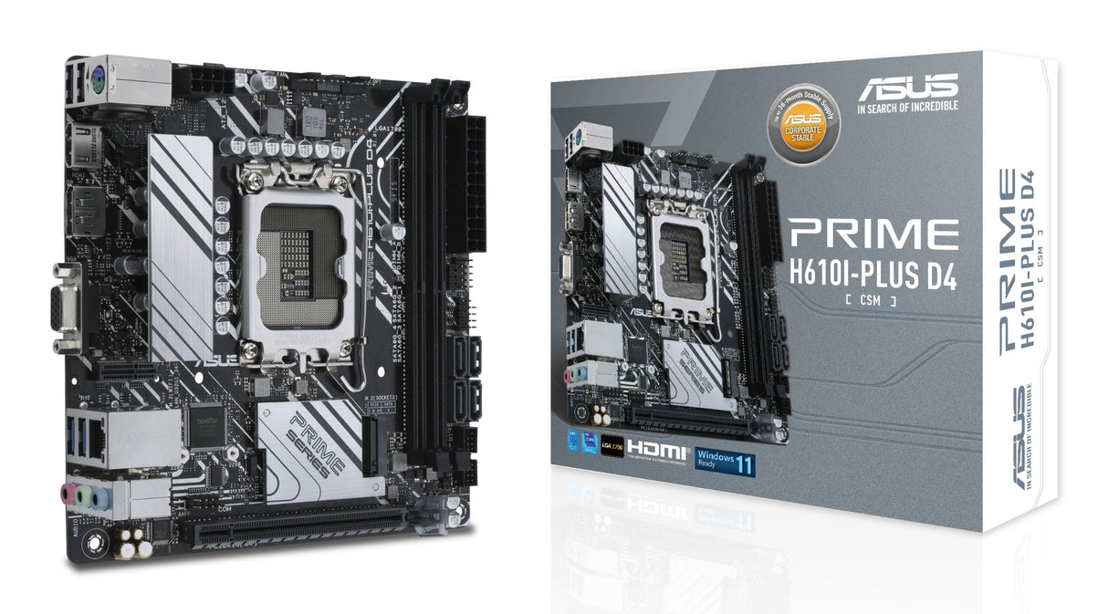 ASUS PRIME H610I-PLUS D4-CSM Intel H610 LGA 1700 mini ITX - PRIME H610I-PLUS D4-CSM ASUS