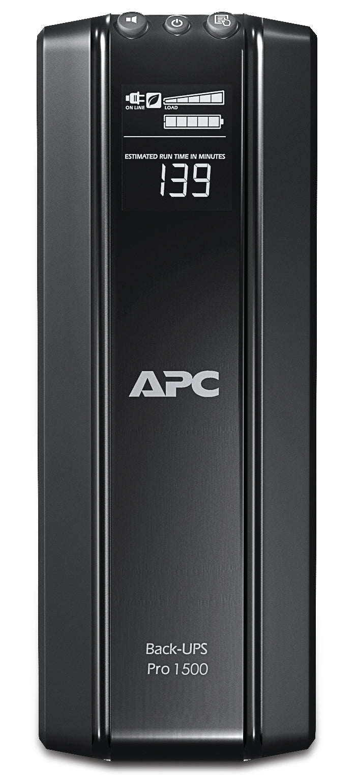 APC Back-UPS Pro, 1500VA/865W, Tower, 230V, 10x IEC C13 outlets, AVR, LCD, User Replaceable Battery - BR1500GI