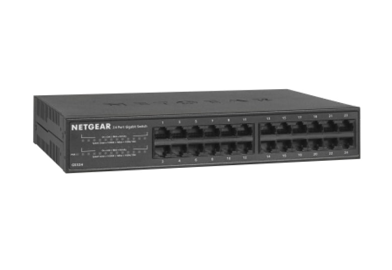 NETGEAR GS324 Unmanaged Gigabit Ethernet (10/100/1000) 1U Black - GS324-200NAS