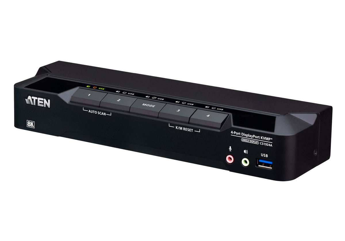 ATEN 4-Port USB 3.0 8K DisplayPort KVMP™ Switch (Cables included) - CS1924A