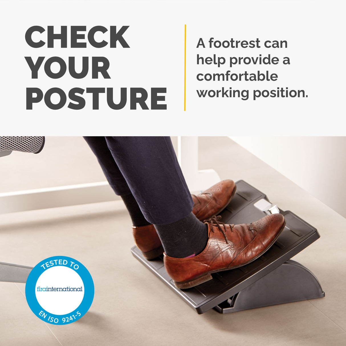 Fellowes Foot Rest Under Desk - Office Suites Under Desk Foot Rest Ergonomic Foot Rest with 3 Height Adjustable Positions & Antibacterial Technology - Foot Rest Stool for Office & Home - Black - 8035001