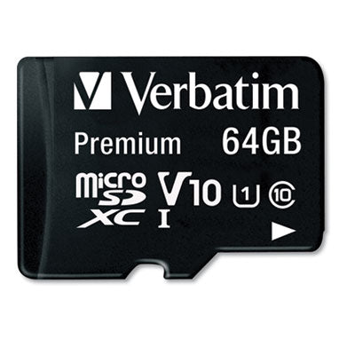 64GB Premium microSDXC Memory Card with Adapter, UHS-I V10 U1 Class 10, Up to 90MB/s Read Speed - 44084