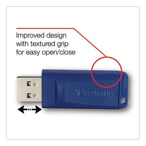 VERBATIM Classic USB 2.0 Flash Drive, 8 GB, Blue, 5/Pack - 99121