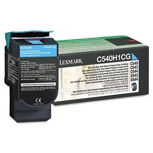 LEXMARK Return Program High-Yield Toner, 2,000 Page-Yield, Cyan - C540H1CG