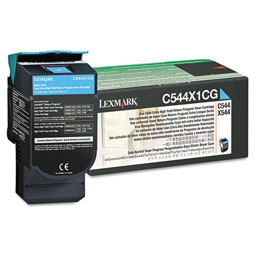 LEXMARK Return Program Extra High-Yield Toner, 4,000 Page-Yield, Cyan - C544X1CG