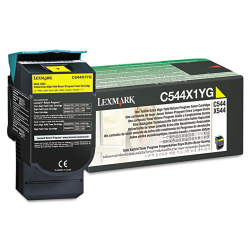 LEXMARK Return Program Extra High-Yield Toner, 4,000 Page-Yield, Yellow - C544X1YG