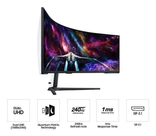SAMSUNG LCD Display Samsung LS57CG952NNXZA computer monitor 144.8 cm (57") 7680 x 2160 pixels Dual UHD LCD Black, White - S57CG952NN