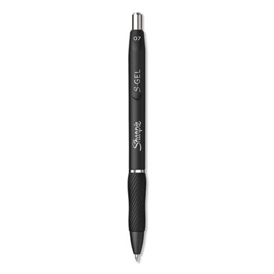 S-Gel High-Performance Gel Pen, Retractable, Medium 0.7 mm, Black Ink, Black Barrel, Dozen - 2096159