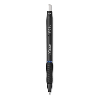 S-Gel High-Performance Gel Pen, Retractable, Medium 0.7 mm, Blue Ink, Black Barrel, Dozen - 2096152