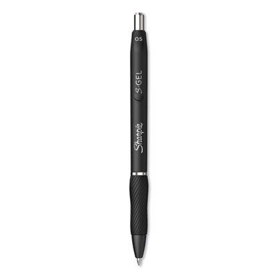 S-Gel High-Performance Gel Pen, Retractable, Fine 0.5 mm, Black Ink, Black Barrel, Dozen - 2096145