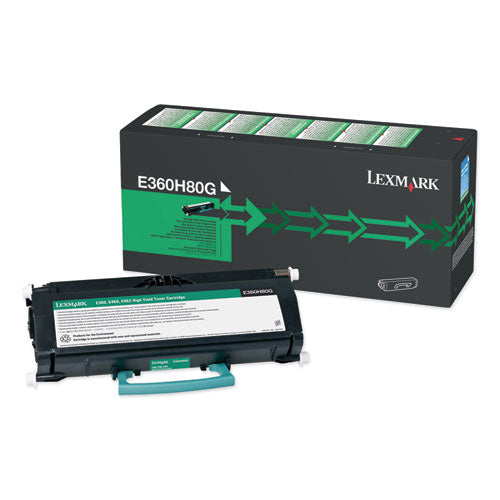 LEXMARK High-Yield Toner, 9,000 Page-Yield, Black - E360H80G