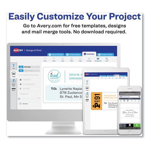 AVERY Easy Peel White Address Labels w/ Sure Feed Technology, Laser Printers, 1 x 2.63, White, 30/Sh - 5260