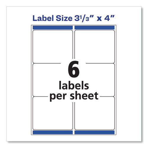 AVERY Shipping Labels w/ TrueBlock Technology, Laser Printers, 3.33 x 4, White, 6/Sheet, 100 Sheets/ - 5164