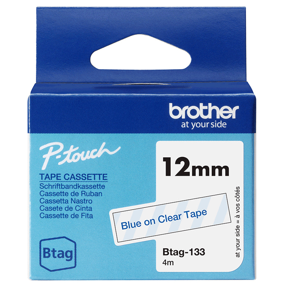 Brother BTAG-133 label-making tape Blue on transparent - BTAG133 BROTHER