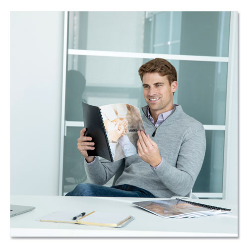 FELLOWES Executive Leather-Like Presentation Cover, Plastic, Round Corners, 11.25 x 8.75, Navy, 50/P - 52145