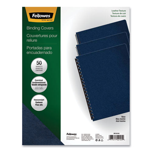 FELLOWES Executive Leather-Like Presentation Cover, Plastic, Round Corners, 11.25 x 8.75, Navy, 50/P - 52145