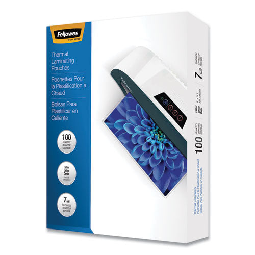 FELLOWES Laminating Pouches, 7 mil, 9" x 11.5", Gloss Clear, 100/Pack - 52041