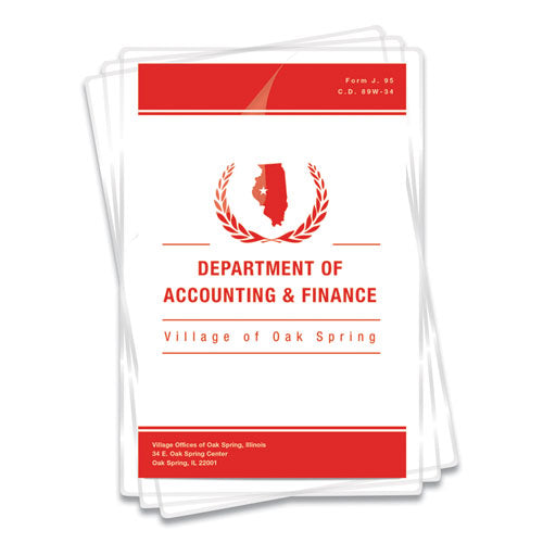 FELLOWES Laminating Pouches, 5 mil., 9" x 14.5", Gloss Clear, 100/Pack - 52045