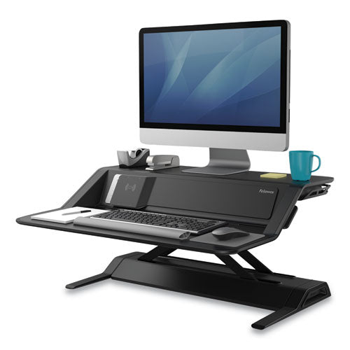 FELLOWES Lotus DX Sit-Stand Workstation, 32.75" x 24.25" x 5.5" to 22.5", Black - 8080301