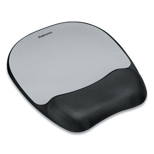 FELLOWES Memory Foam Mouse Pad with Wrist Rest, 7.93 x 9.25, Black/Silver - 9175801