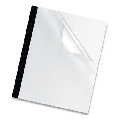 Thermal Binding System Presentation Covers, 240-Sheet Capacity, Plastic, Square Corners, 11 x 8.5, Clear/Matte Black, 10/Pack - 5257001
